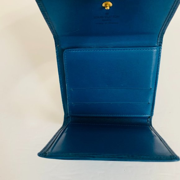 AUTH LOUIS VUITTON VINTAGE BLUE EPI LEATHER PORTE MONNAIE BILLETS WALLET  SP0926 - Picture 6 of 13